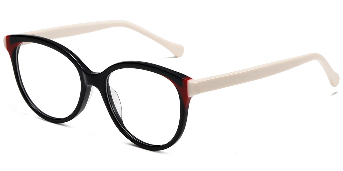 Acetate Oval Frame pattern-black