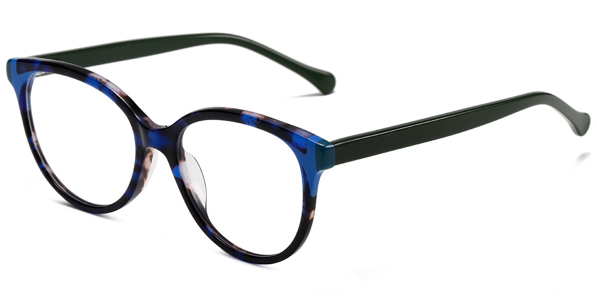 Acetate Oval Frame pattern-blue