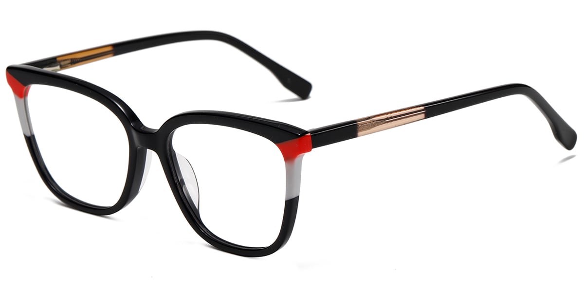 Acetate Cat Eye Frame pattern-black