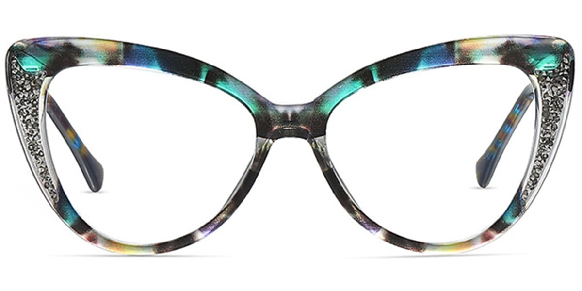 Cat Eye Frame pattern-green