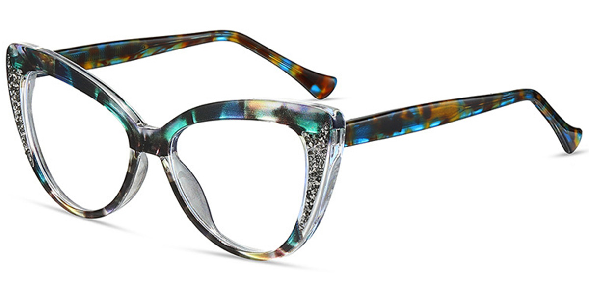 Cat Eye Frame pattern-green