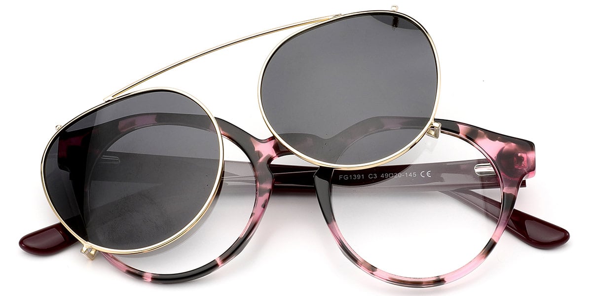 Acetate Round Frame pattern-pink