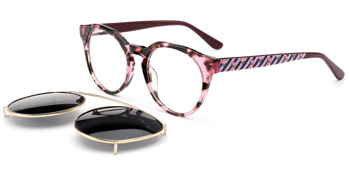 Acetate Round Frame pattern-pink