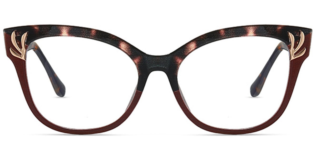 Cat Eye Frame pattern-brown