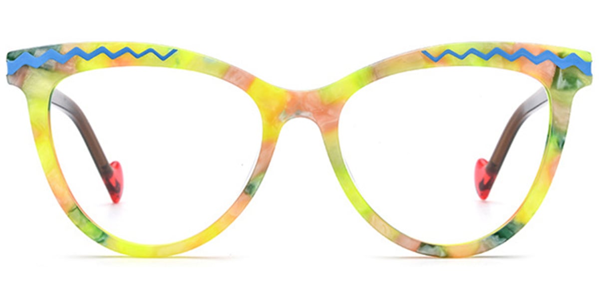 Acetate Cat Eye Frame pattern-yellow