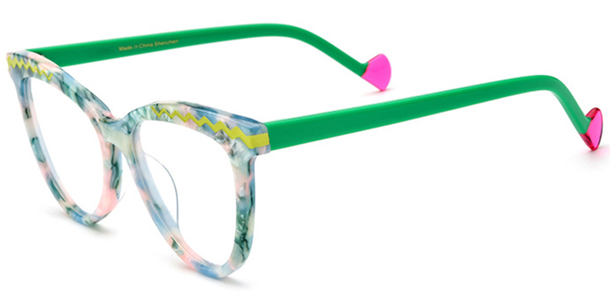 Acetate Cat Eye Frame pattern-green