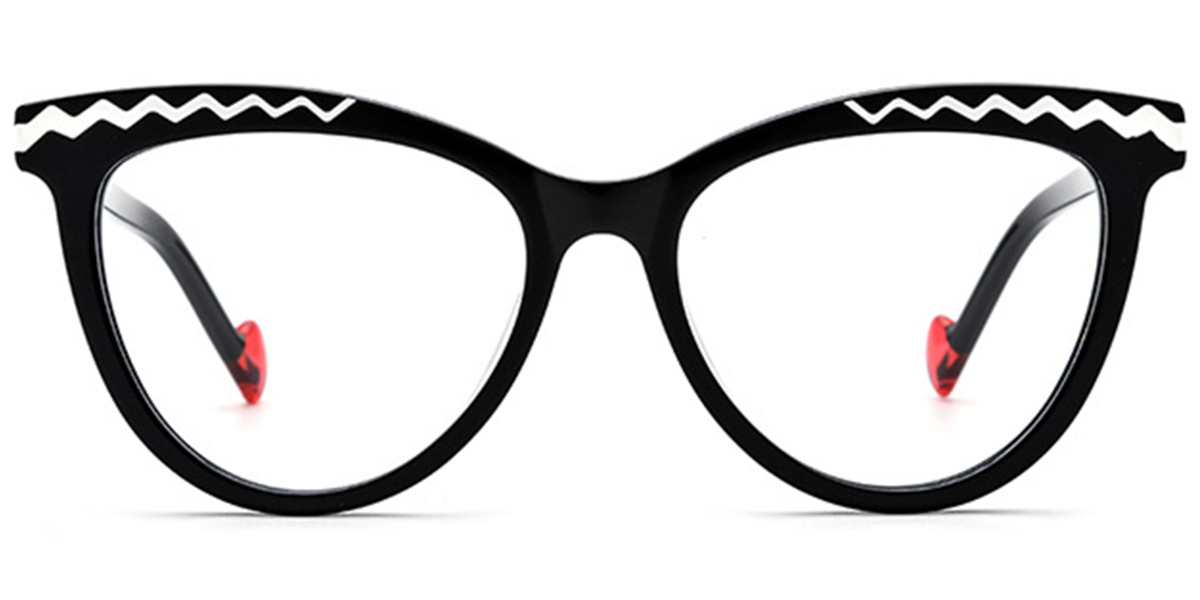 Acetate Cat Eye Frame pattern-black