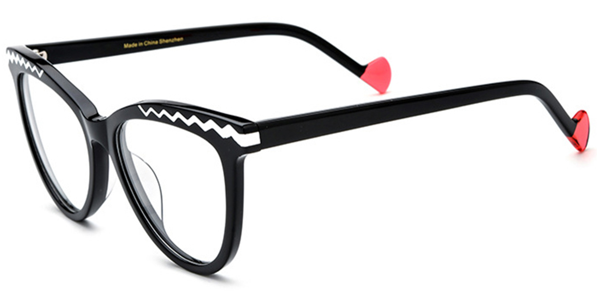 Acetate Cat Eye Frame pattern-black