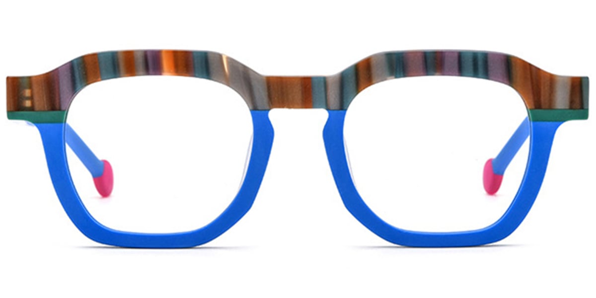 Acetate Square Frame pattern-blue