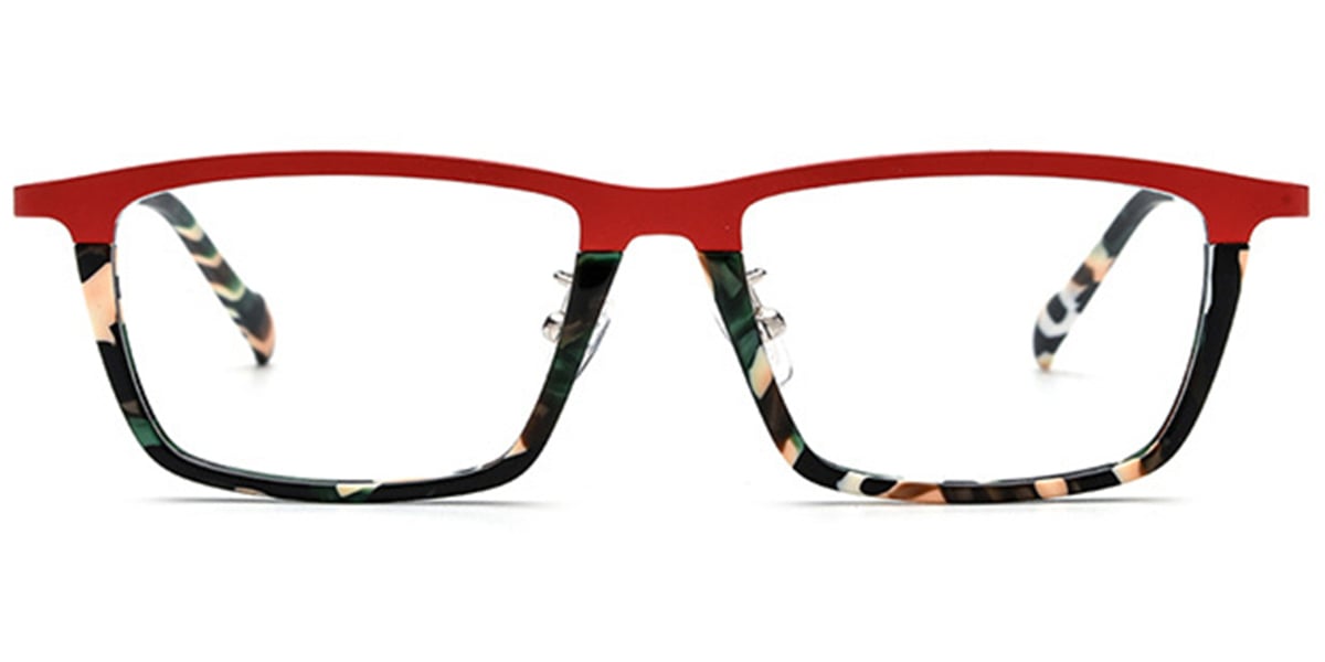 Titanium Rectangle Frame pattern-red