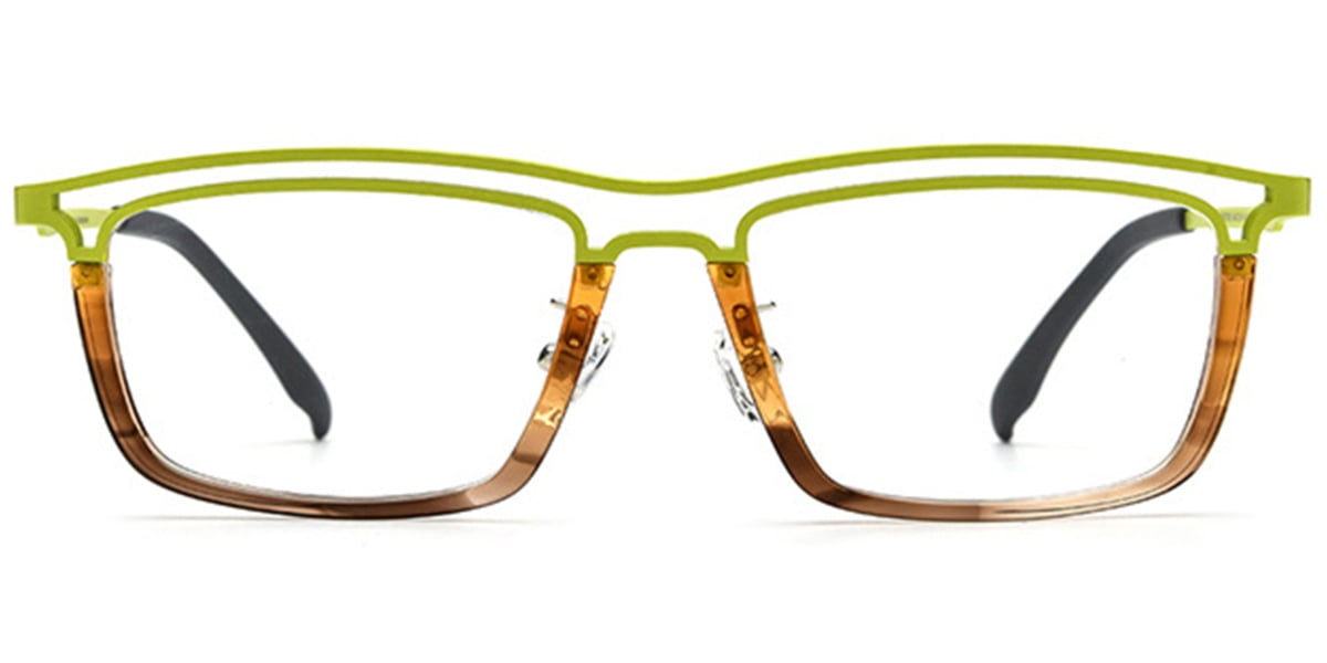 Acetate & Titanium Rectangle Frame pattern-green