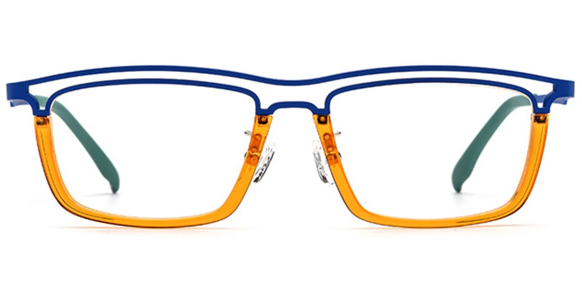 Acetate & Titanium Rectangle Frame pattern-blue