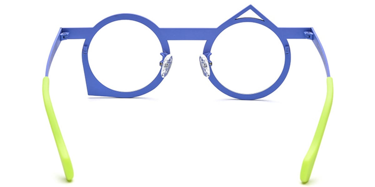 Titanium Round Geometric Frame pattern-blue