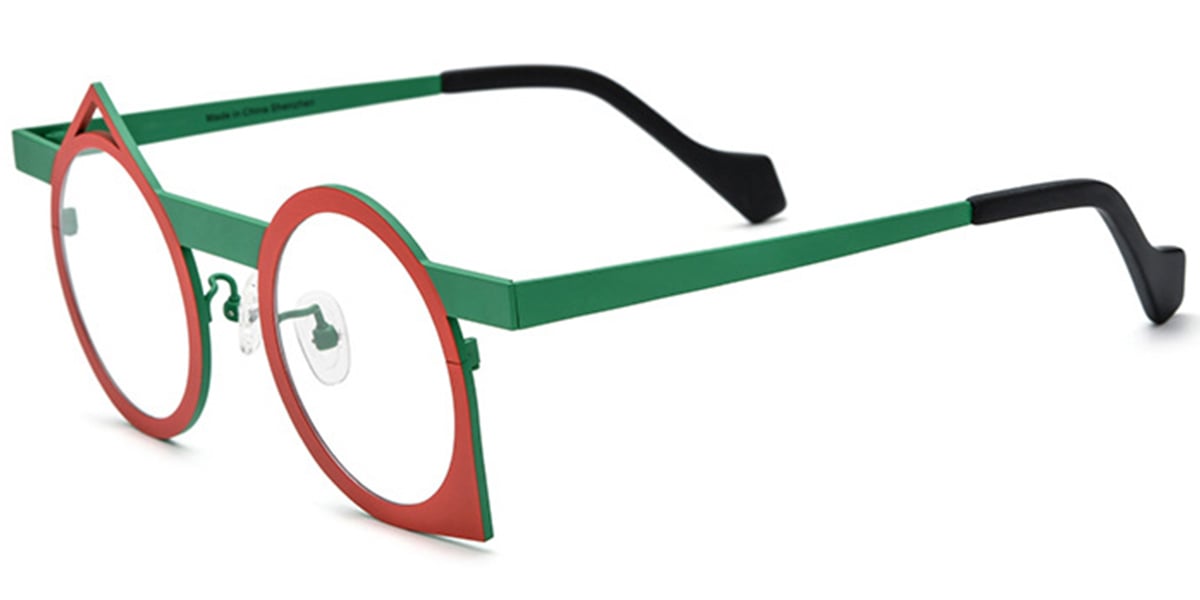 Titanium Round Geometric Frame pattern-green