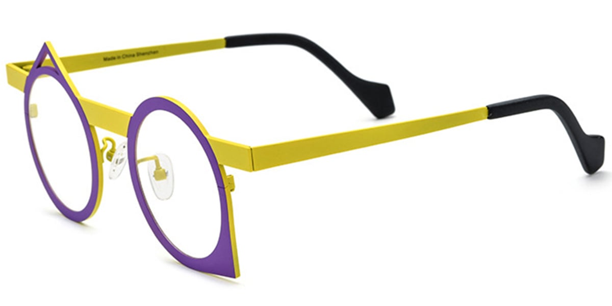 Titanium Round Geometric Frame pattern-yellow