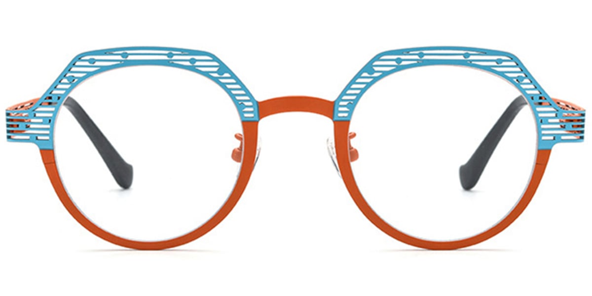 Titanium Round Geometric Frame pattern-blue