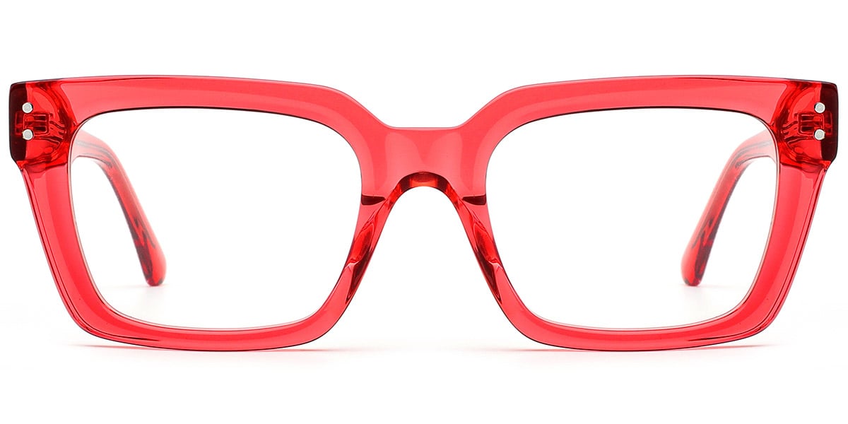 Acetate Rectangle Frame translucent-red