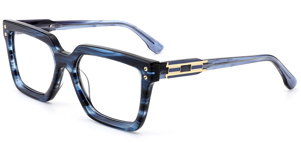 Acetate Square Frame pattern-blue