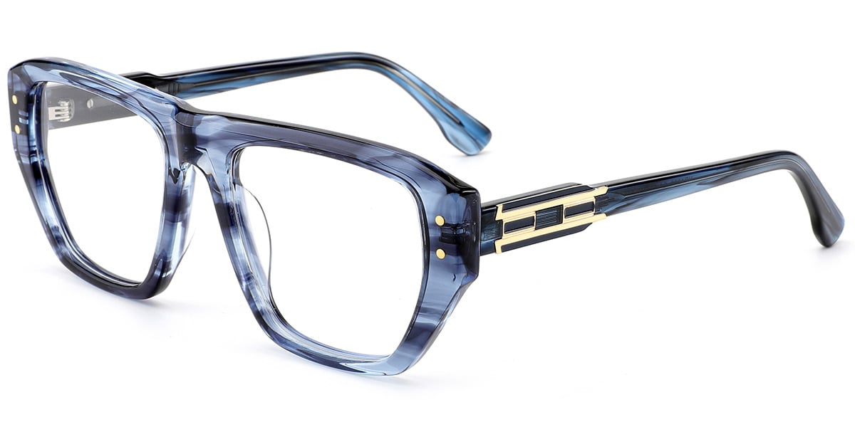 Acetate Square Frame pattern-blue