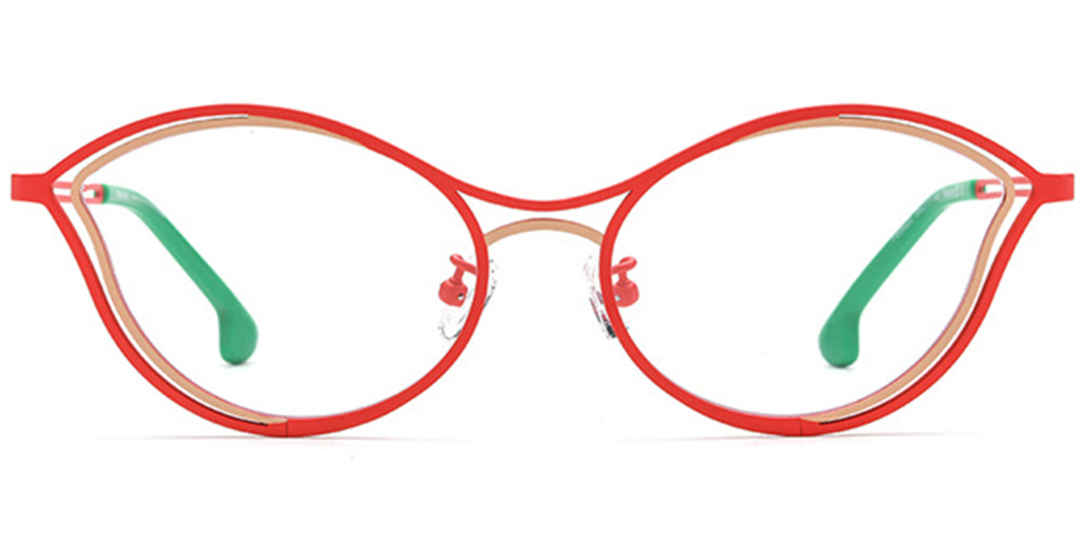 Titanium Cat Eye Frame pattern-red