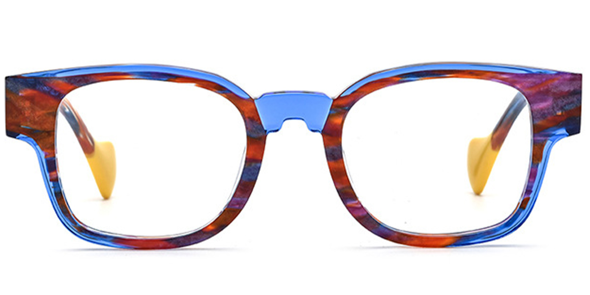 Acetate Square Frame pattern-blue