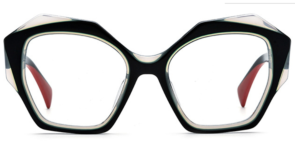 Acetate Square Frame pattern-black