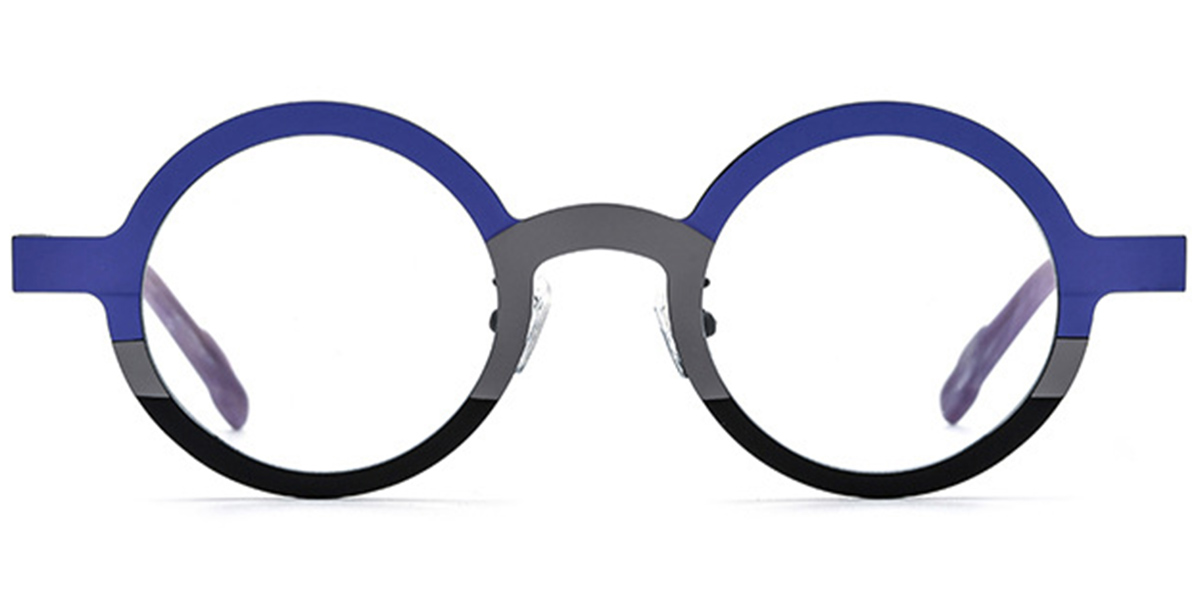 Titanium Round Frame pattern-blue