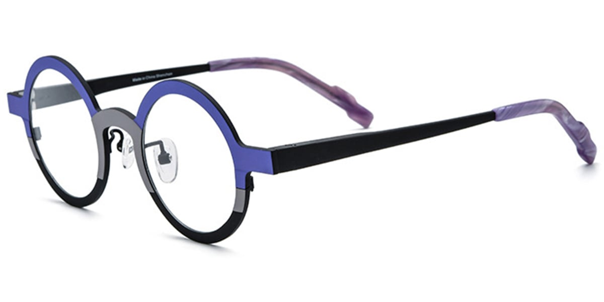 Titanium Round Frame pattern-blue