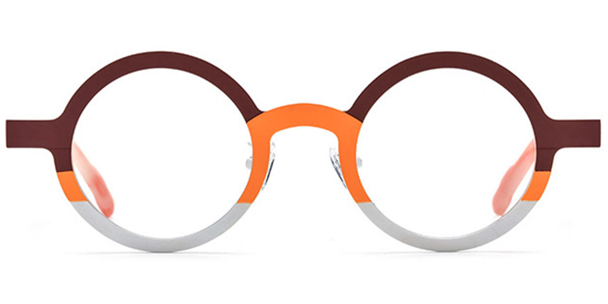 Titanium Round Frame pattern-brown