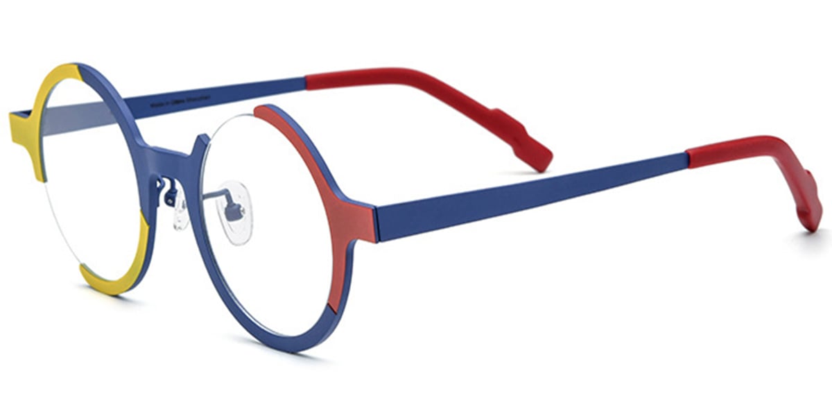 Titanium Round Frame pattern-blue