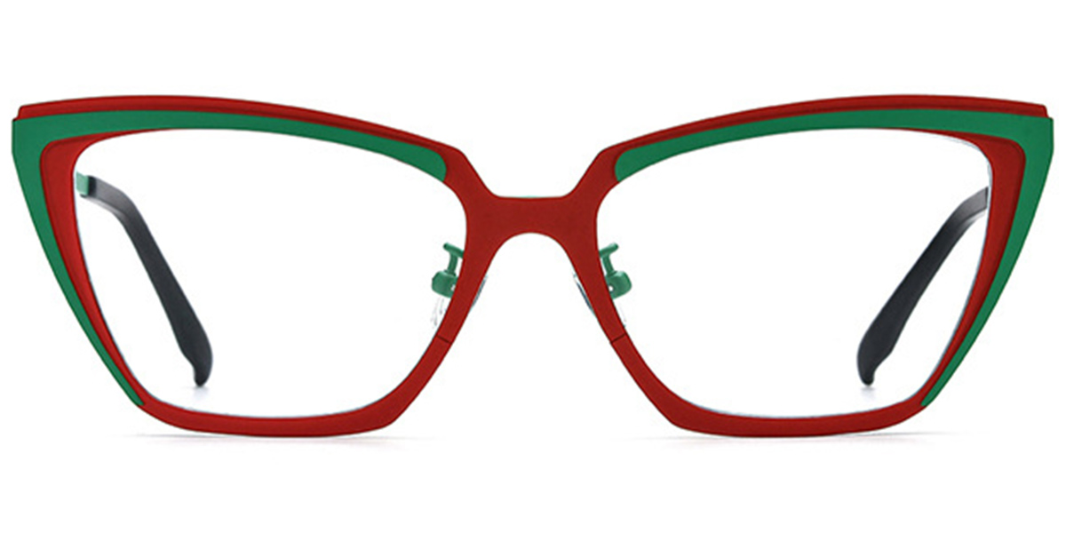 Titanium Cat Eye Frame pattern-red