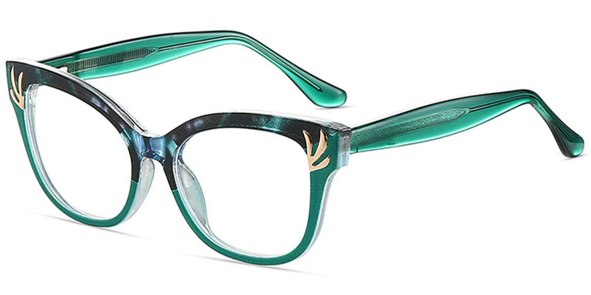 Cat Eye Frame pattern-green