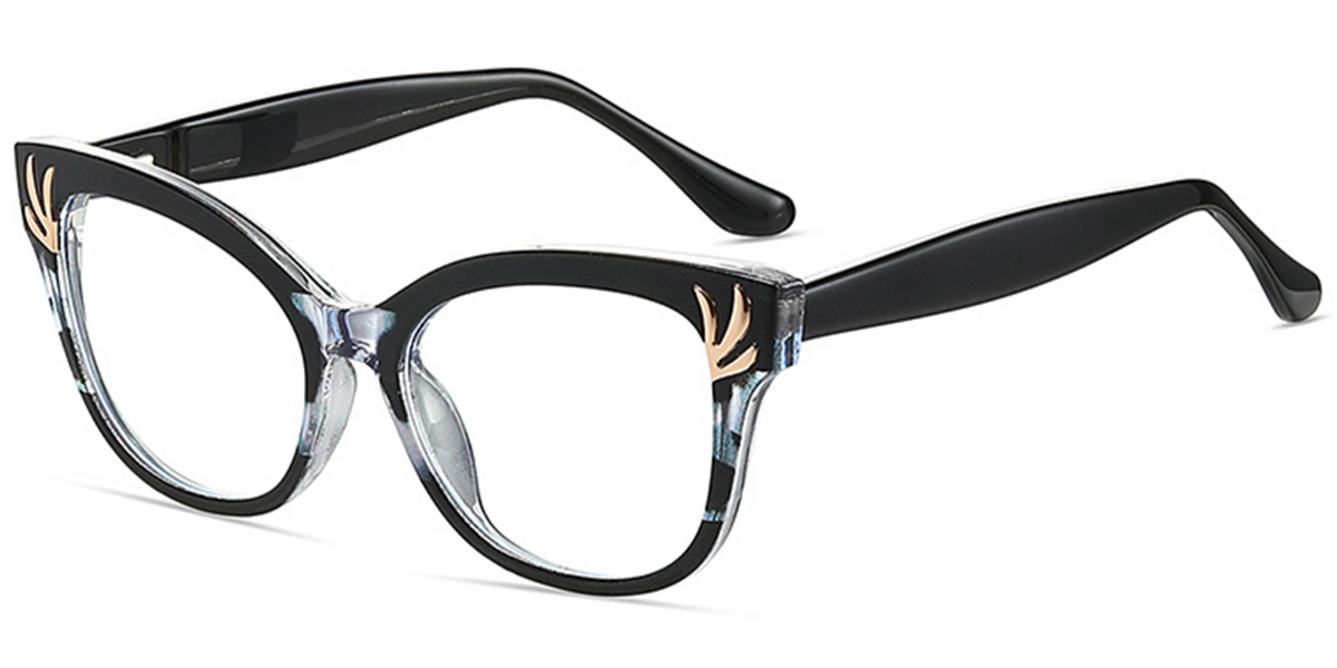 Cat Eye Frame pattern-black