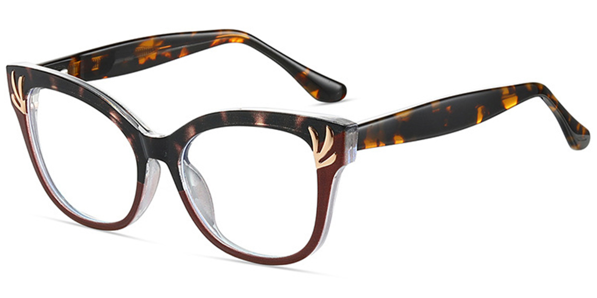 Cat Eye Frame pattern-brown