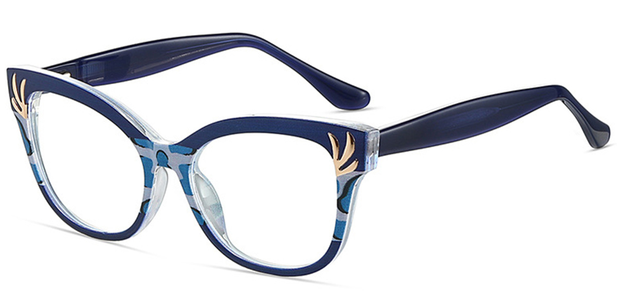 Cat Eye Frame pattern-blue