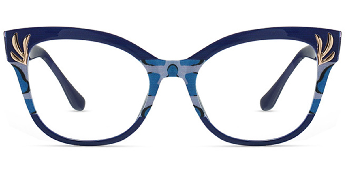 Cat Eye Frame pattern-blue