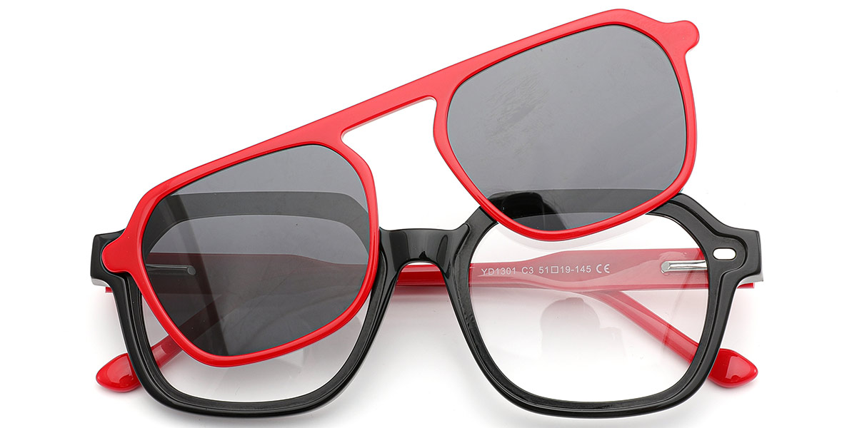 Acetate Square Frame black-red