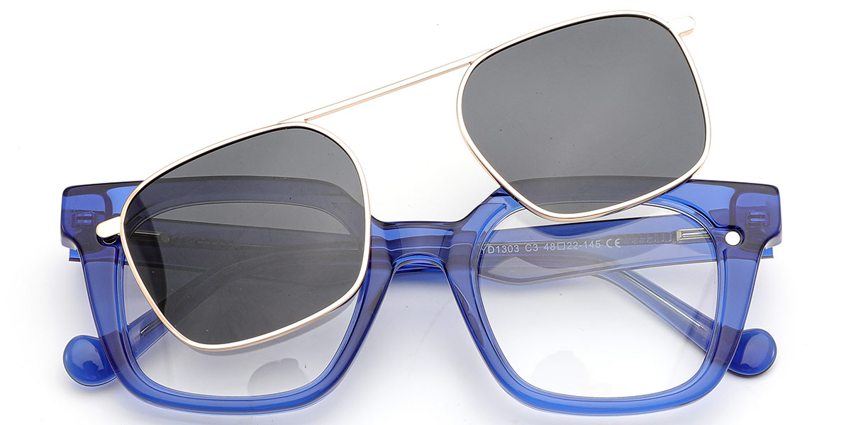 Acetate Square Frame translucent-blue