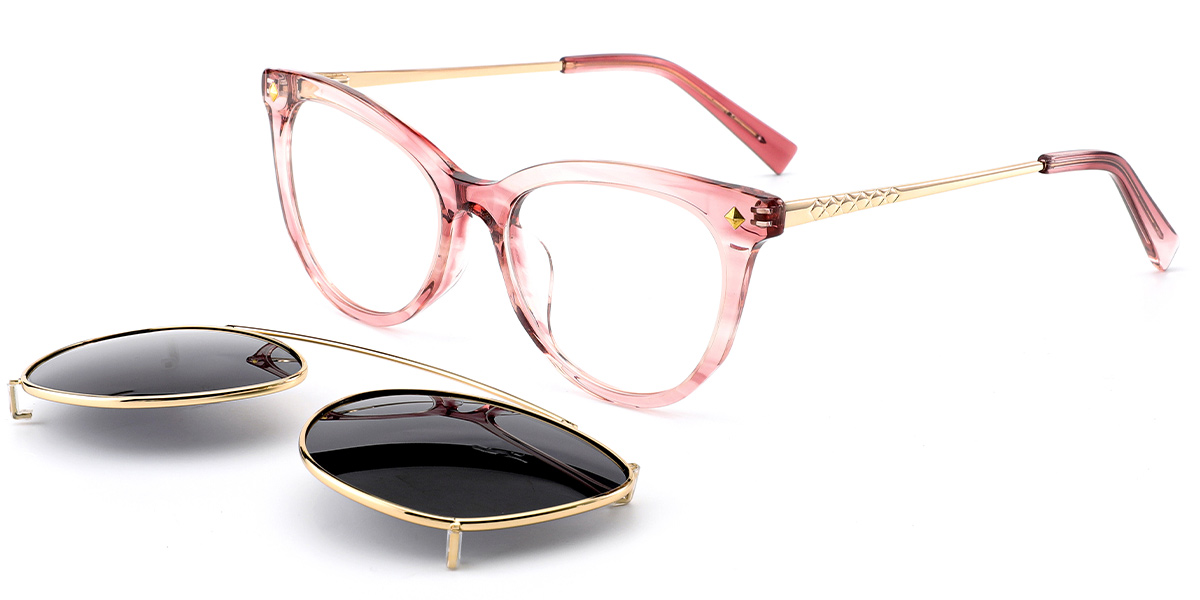 Acetate Cat Eye Frame pattern-pink