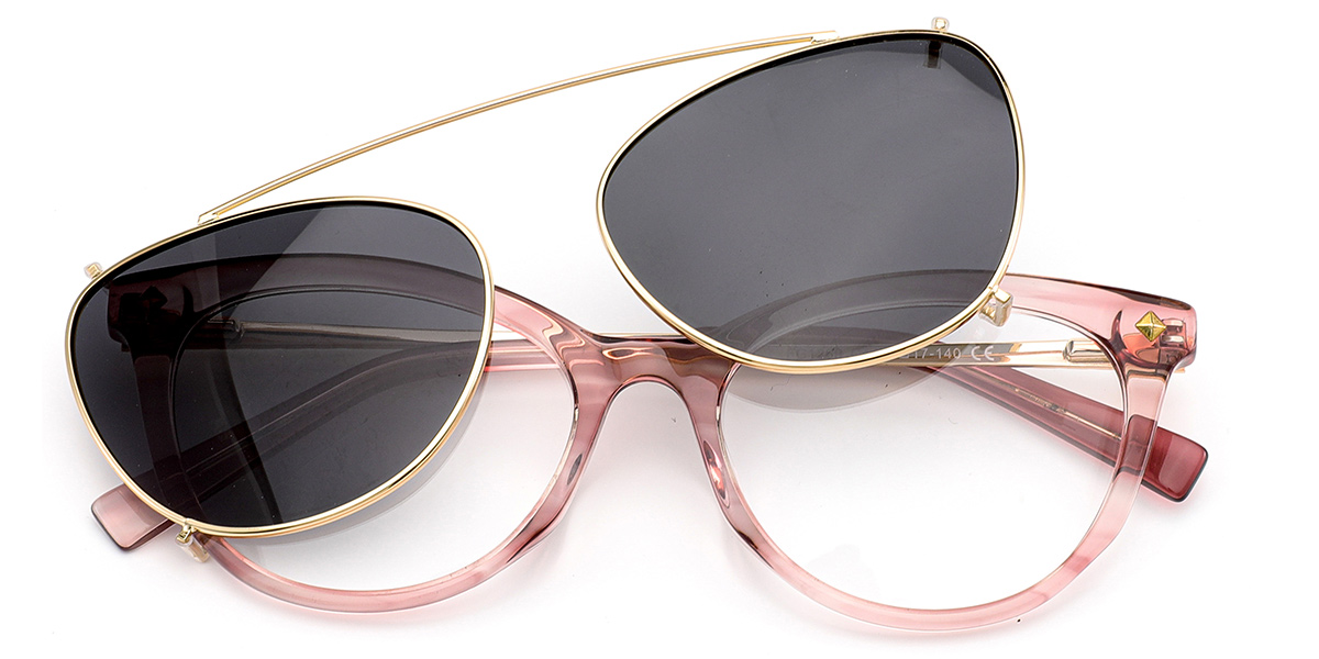 Acetate Cat Eye Frame pattern-pink