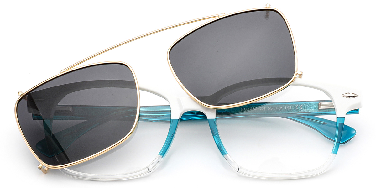 Acetate Rectangle Frame pattern-blue