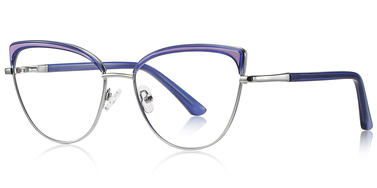 Cat Eye Browline Frame blue