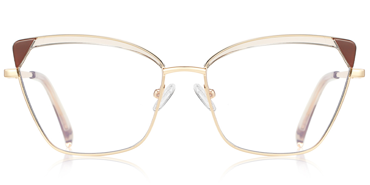 Cat Eye Frame pattern-brown