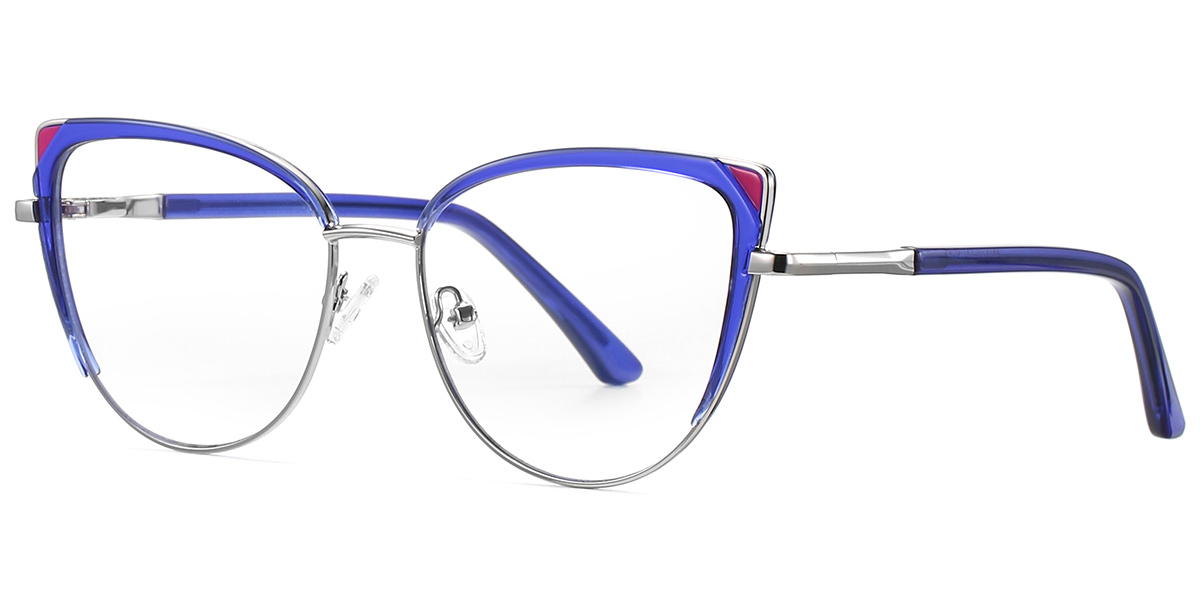 Cat Eye Frame pattern-blue