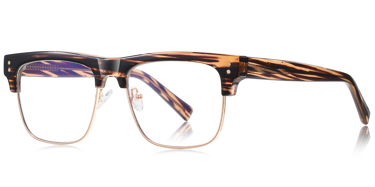 Square Browline Frame pattern-brown