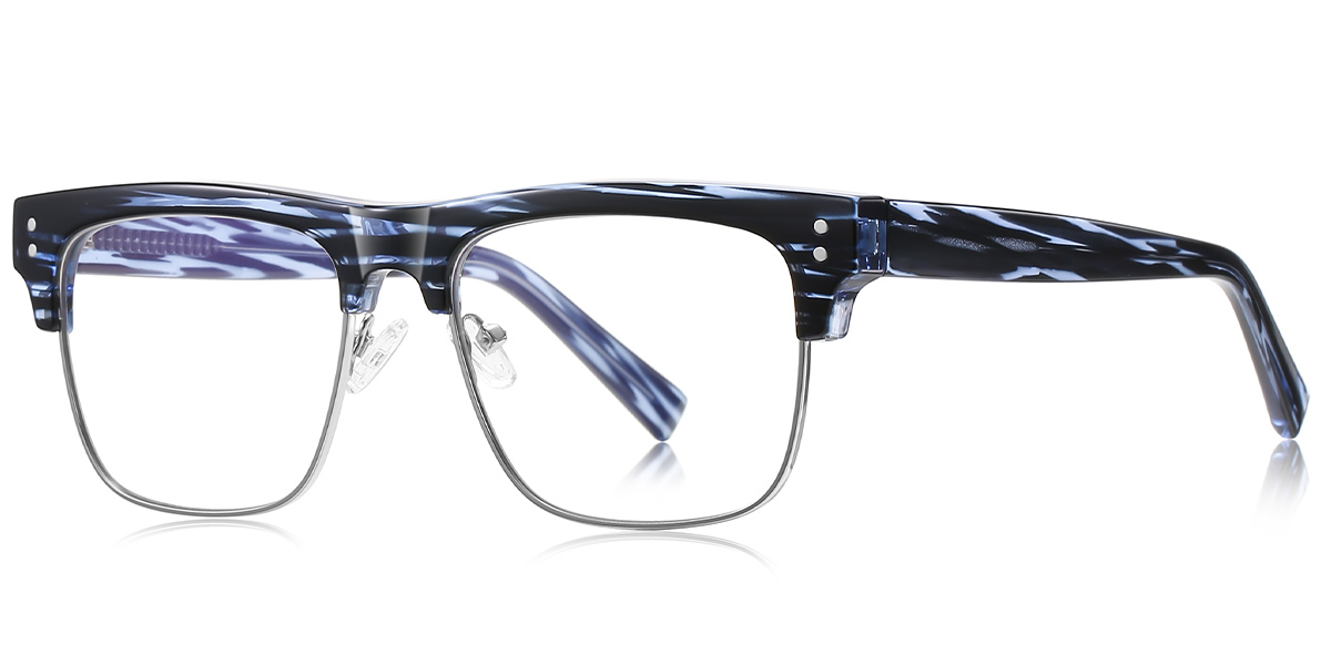 Square Browline Frame pattern-blue