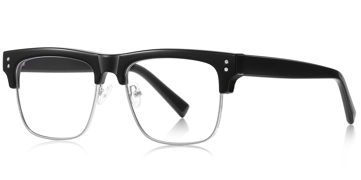 Square Browline Frame black-silver