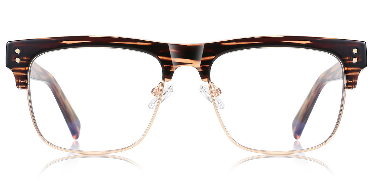 Square Browline Frame pattern-brown