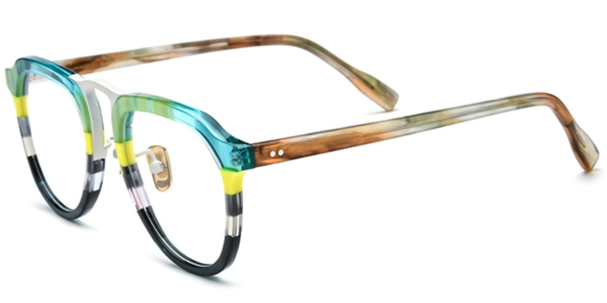 Acetate Aviator Frame pattern-white