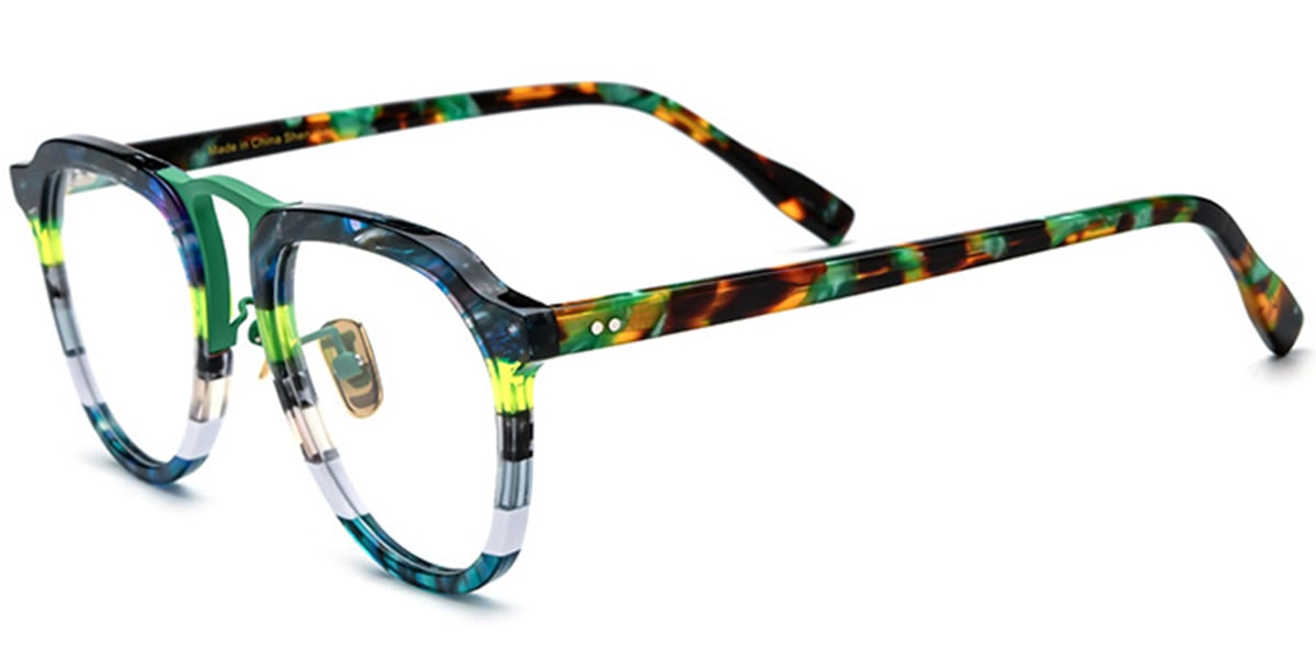 Acetate Aviator Frame pattern-green